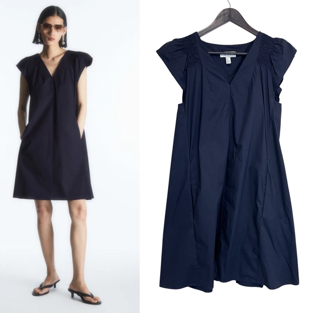 COS Dark Navy Mini Dress With Pockets